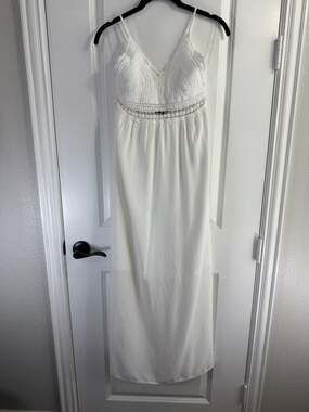 YMI Collections White Crochet Bodice Boho Maxi Dress